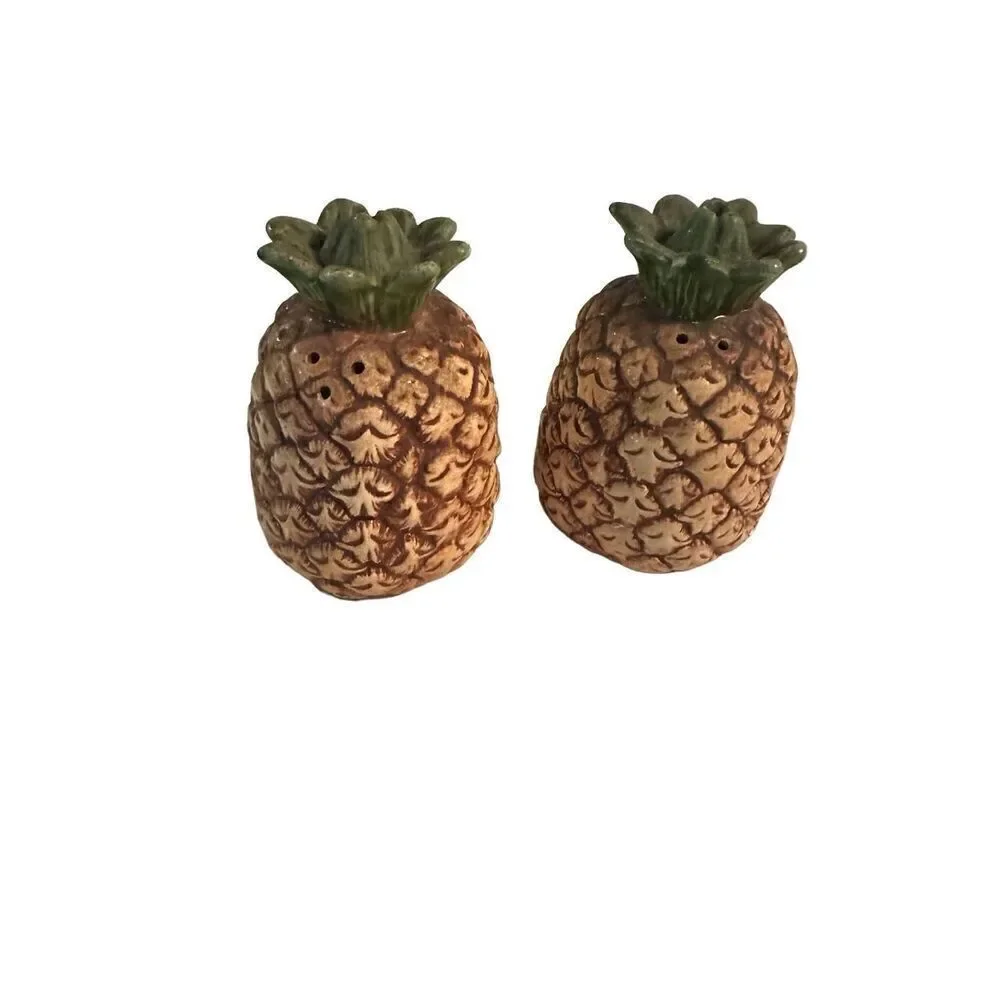 Vintage 80s Otagiri Japan Made Pineapple Salt and Pepper Shaker Set 3” Retro
